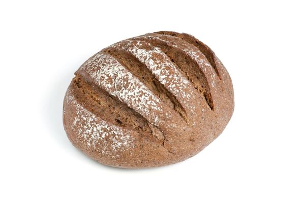 Round loaf of dark Danish rye bread