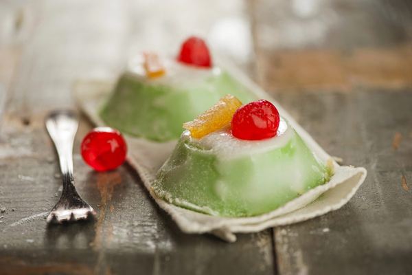Sicilian cassata with green marzipan and candied cherries